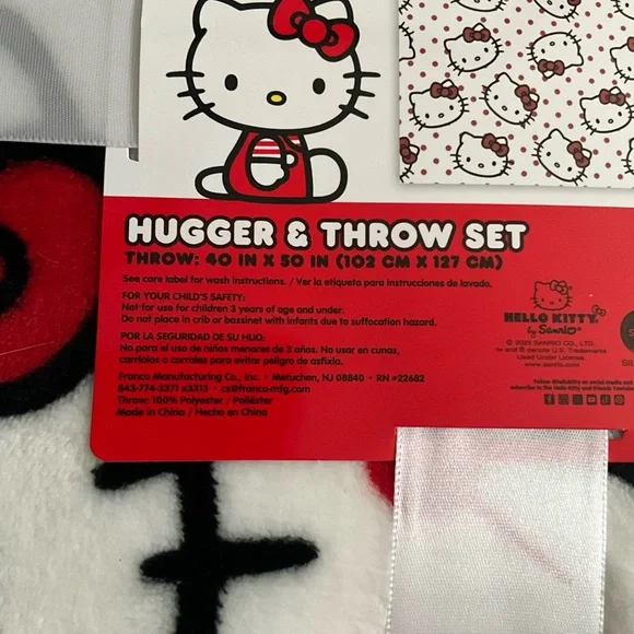 Hello Kitty Polka Dot Plush Throw Blanket - 40” x 50” - Picture 3 of 3